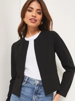 Noir - Blazer sans col Lipsy Raccourci