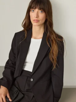 Noir - Blazer sculptant à simple boutonnage habillé