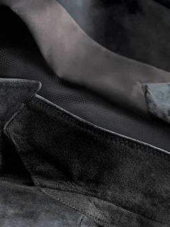 Noir - Blazer slim à double boutonnage en velours