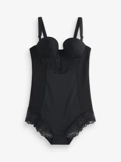 Noir - Body en dentelle à coupe ferme et contrôle du ventre