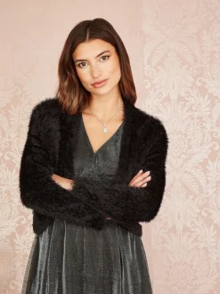 Noir - Boléro en maille à cils Yumi