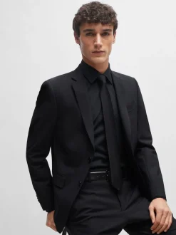 Noir - BOSS Joe Coupe classique Extensible Poplin Oxford Chemises