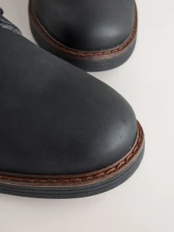 Noir - Bottes à bordure en velours côtelé doublées de peau de mouton