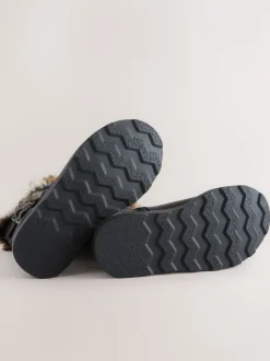 Noir - Bottes à boucle doublées de fausse fourrure