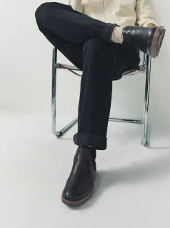 Noir - Bottes Chelsea en cuir décontractées