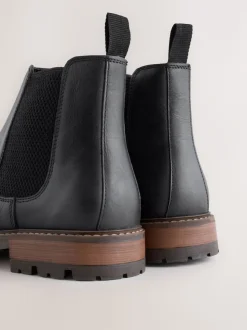 Noir - Bottes Chelsea en cuir décontractées