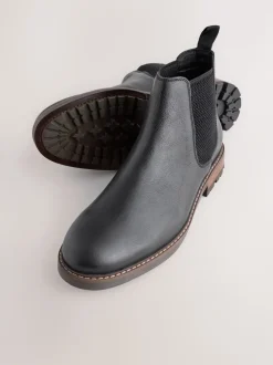 Noir - Bottes Chelsea en cuir décontractées