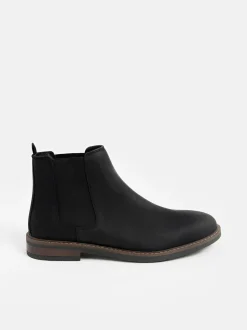 Noir - Bottes Chelsea en cuir cireux