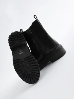 Noir - Bottes Chelsea épaisses en cuir