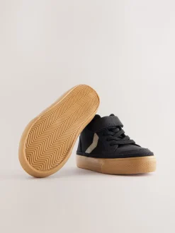 Noir - Bottes chevrons à lacets élastiques et fermeture tactile