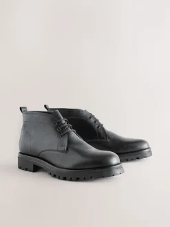 Noir - Bottes Chukka en cuir épais