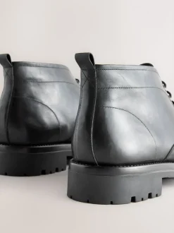 Noir - Bottes Chukka en cuir épais