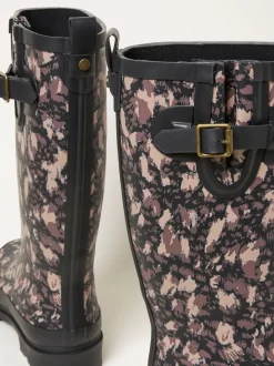 Noir - Bottes de pluie imprimées en caoutchouc FatFace