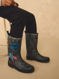 Noir - Bottes de pluie imprimées Marvel Comic