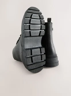 Noir - Bottes en cuir à lacets