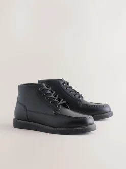 Noir - Bottes en cuir compensées
