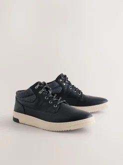 Noir - Bottines à col en maille