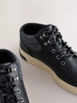 Noir - Bottines à col en maille