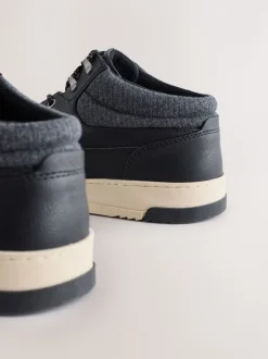 Noir - Bottines à col en maille