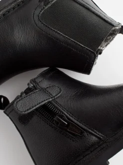 Noir - Bottines Chelsea en cuir doublées