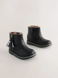 Noir - Bottines Chelsea zippées à glands