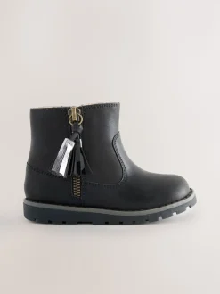 Noir - Bottines Chelsea zippées à glands