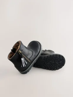 Noir - Bottines Chelsea zippées à glands