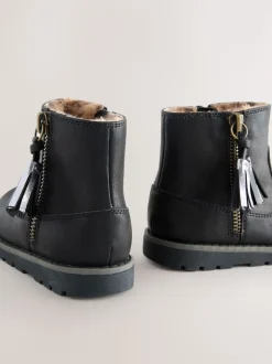 Noir - Bottines Chelsea zippées à glands