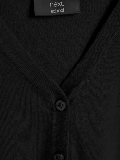 Noir - Cardigan à col en V Cotton Rich School (3-16ans)