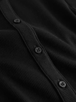 Noir - Cardigan côtelé à manches longues (3-16ans)