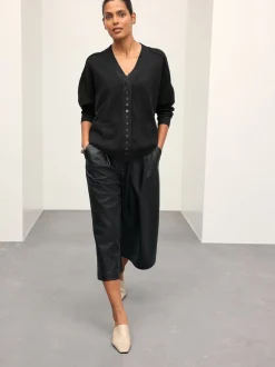 Noir - Cardigan ultra-doux à col en V avec poches