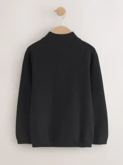 Noir - Cardigan zippé en tricot (3-16ans)