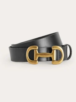 Noir - Ceinture Boden en cuir à bordures de mors