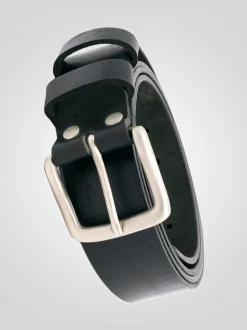 Noir - Ceinture D555 Gavin en Cuir véritable fabriqué à la main 3.7 Largeur cm