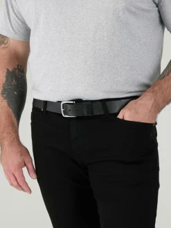 Noir - Ceinture D555 Gavin en Cuir véritable fabriqué à la main 3.7 Largeur cm