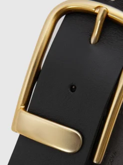 Noir - Ceinture en cuir avec boucle à demi-passant Reiss Iyla