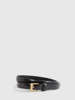Noir - Ceinture fine en cuir Reiss Holly