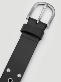 Noir - Ceinture Hush en cuir cloutée à œillets