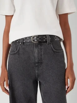 Noir - Ceinture Hush en cuir cloutée à œillets