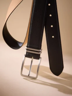 Noir - Ceinture Signature en cuir avec passant en métal