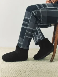 Noir - Chaussons bottes en polaire texturée