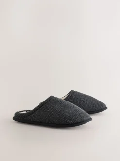 Noir - Chaussons mules à carreaux