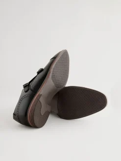 Noir - Chaussures casquette à double bout monk