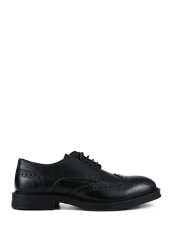 Noir - Chaussures Derby Brogue Pavers Coupe large en cuir