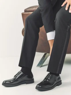 Noir - Chaussures derby en cuir ultra-brillant