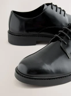 Noir - Chaussures derby en cuir ultra-brillant