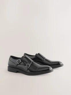 Noir - Chaussures vernies Toecap Double Monk