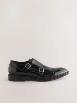 Noir - Chaussures vernies Toecap Double Monk