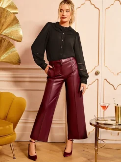 Noir - Chemisier Love & Roses manches longues à col volanté