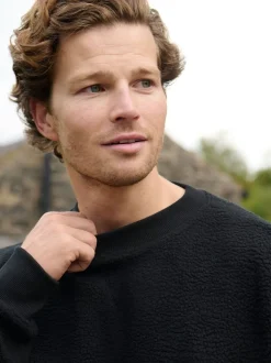 Noir - Col ras du cou - Sweat-shirt Threadbare Borg coupe décontractée